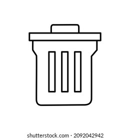 Icono de basura en estilo de línea negra plana, aislado en fondo blanco
