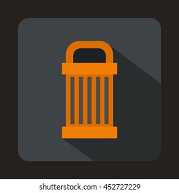 Trash icon in flat style with long shadow. Garbage symbol