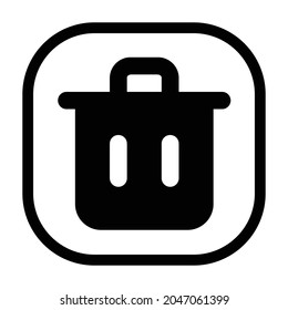trash  Icon. Flat style rounded rectangle isolated on white background. Vector illustration