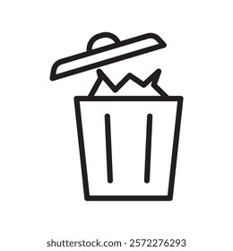 Trash icon Flat vector set outline