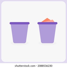icono de basura, lleno y vacío. Ilustración vectorial de la interfaz de usuario para aplicaciones y web.