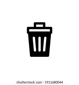 Trash icon in glyph or solid black style. Vector