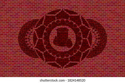 trash icon inside brick wall realistic badge. Tiles luxurious background. Intense illustration. 