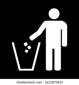 Trash icon isolated on a black background. Vector illustration.
