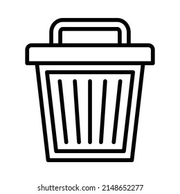 Trash Icon. Line Art Style Design Isolated On White Background