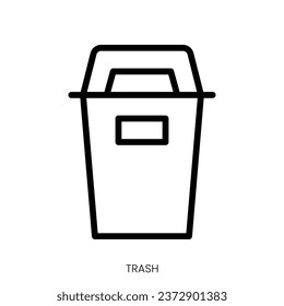 trash icon. Line Art Style Design Isolated On White Background