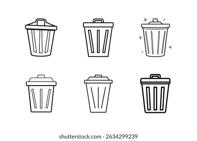 trash icon line art vector illustration