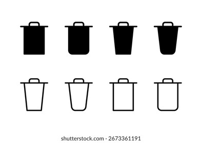 Diseño del logotipo del icono de la basura. icono de la papelera. signo y símbolo del Borrar.