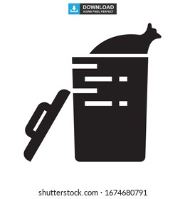 icono de basura o logotipo símbolo de signo aislado ilustración vectorial - iconos vectoriales de estilo negro de alta calidad
