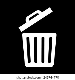 Trash icon on a black background