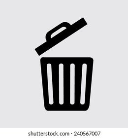 Trash icon on a grey background