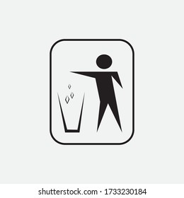 icono de basura en su lugar. caja de basura. diseño vectorial