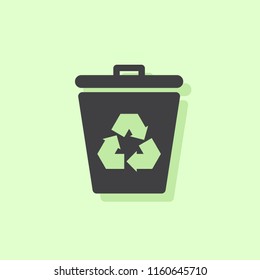Trash icon and recycle icon with a green background