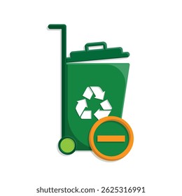 trash icon. recycling symbol with minus symbol on the bottom right. sustainability. reuse web icon, eco-friendly, second-hand. simple 3d design style