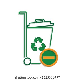trash icon. recycling symbol with minus symbol on the bottom right. sustainability. reuse web icon, eco-friendly, second-hand. mixed design style