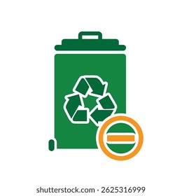 trash icon. recycling symbol with minus symbol on the bottom right. sustainability. reuse web icon, eco-friendly, second-hand. Solid design style