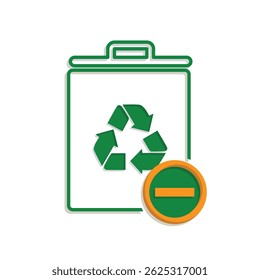 trash icon. recycling symbol with minus symbol on the bottom right. sustainability. reuse web icon, eco-friendly, second-hand. mixed design style