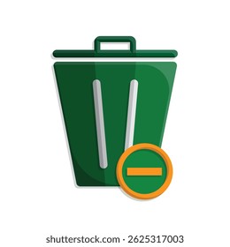 trash icon. recycling symbol with minus symbol on the bottom right. sustainability. reuse web icon, eco-friendly, second-hand. simple 3d design style