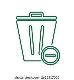 trash icon. recycling symbol with minus symbol on the bottom right. sustainability. reuse web icon, eco-friendly, second-hand. Line design style