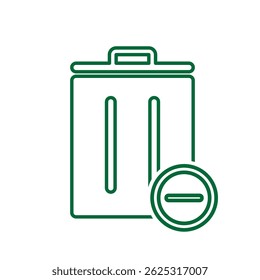 trash icon. recycling symbol with minus symbol on the bottom right. sustainability. reuse web icon, eco-friendly, second-hand. Line design style