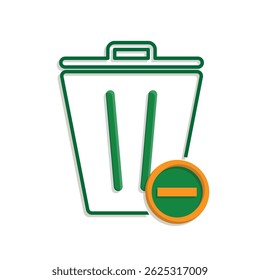 trash icon. recycling symbol with minus symbol on the bottom right. sustainability. reuse web icon, eco-friendly, second-hand. mixed design style