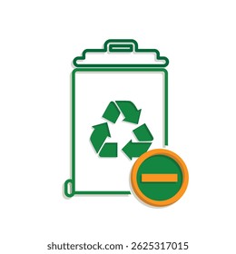 trash icon. recycling symbol with minus symbol on the bottom right. sustainability. reuse web icon, eco-friendly, second-hand. mixed design style