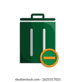 trash icon. recycling symbol with minus symbol on the bottom right. sustainability. reuse web icon, eco-friendly, second-hand. simple 3d design style