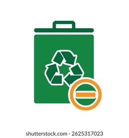 trash icon. recycling symbol with minus symbol on the bottom right. sustainability. reuse web icon, eco-friendly, second-hand. Solid design style