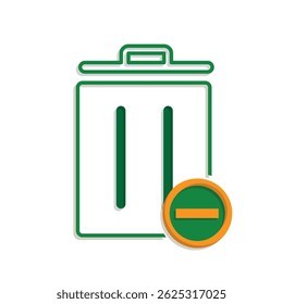 trash icon. recycling symbol with minus symbol on the bottom right. sustainability. reuse web icon, eco-friendly, second-hand. mixed design style