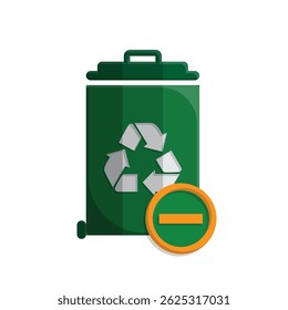 trash icon. recycling symbol with minus symbol on the bottom right. sustainability. reuse web icon, eco-friendly, second-hand. simple 3d design style