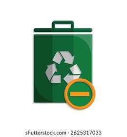 trash icon. recycling symbol with minus symbol on the bottom right. sustainability. reuse web icon, eco-friendly, second-hand. simple 3d design style