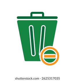 trash icon. recycling symbol with minus symbol on the bottom right. sustainability. reuse web icon, eco-friendly, second-hand. Solid design style