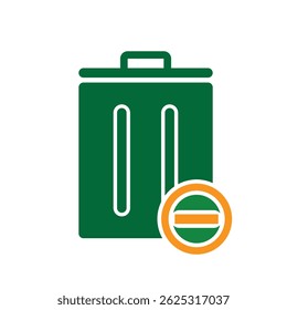 trash icon. recycling symbol with minus symbol on the bottom right. sustainability. reuse web icon, eco-friendly, second-hand. Solid design style