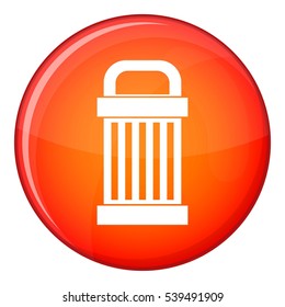 Trash icon in red circle isolated on white background vector illustration