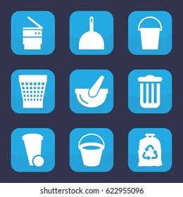 Trash icon. set of 9 filled trash icons such as bucket