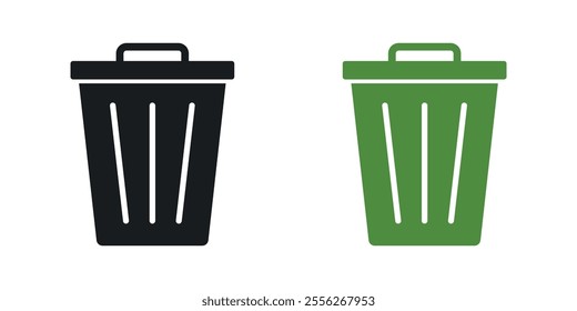 Trash icon set in black and colored versions.
