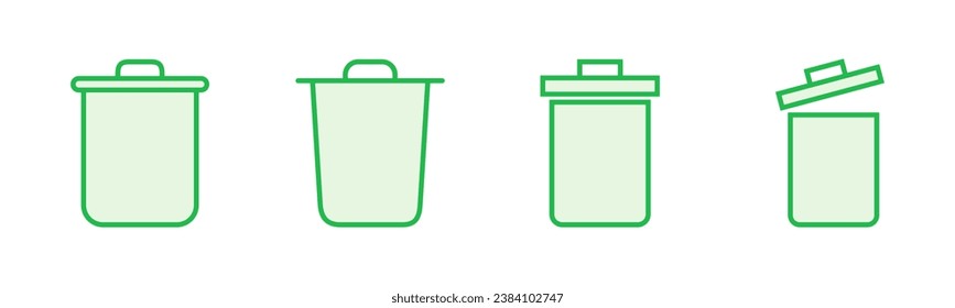 Juego de iconos de la barra diagonal. icono de la papelera. eliminar vector de icono. basura