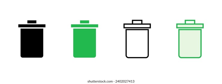 Juego de iconos de la barra diagonal. icono de la papelera. eliminar vector de icono. basura