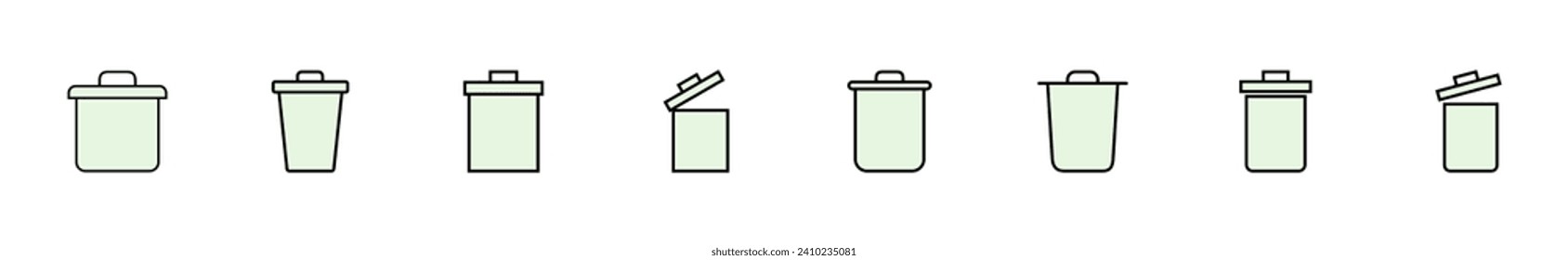Juego de iconos de la barra diagonal. icono de la papelera. eliminar vector de icono. basura