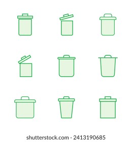 Trash icon set. trash can icon. delete icon vector. garbage