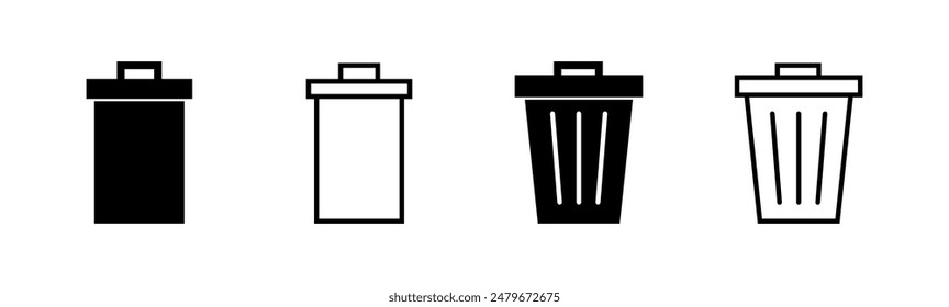 Conjunto de iconos de papelera. icono de papelera. icono de Borrar Vector. basura