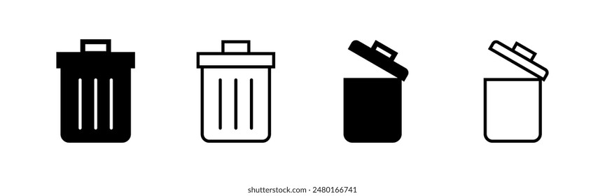 Conjunto de iconos de papelera. icono de papelera. icono de Borrar Vector. basura