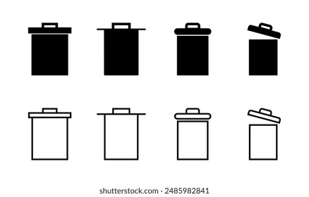Conjunto de iconos de papelera. icono de papelera. icono de Borrar Vector. basura