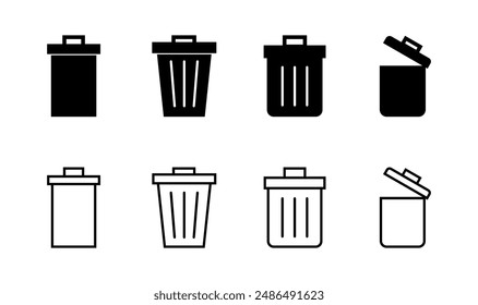 Trash icon set. trash can icon. delete icon vector. garbage