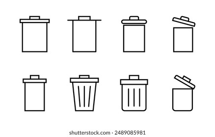 Trash icon set. trash can icon. delete icon vector. garbage