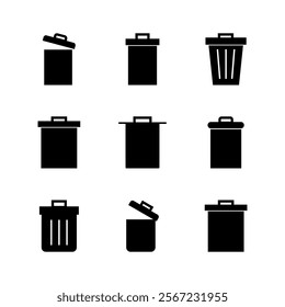 Trash icon set. trash can icon. delete icon vector. garbage