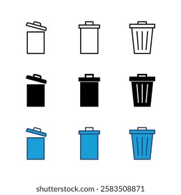 Trash icon set. trash can icon. delete icon vector. garbage