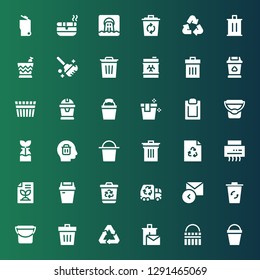 Trash Icon Set. Collection Of 36 Filled Trash Icons Included Bucket, Recycle Bin, Recycling, Trash, Recycling Bin, Reply, Garbage Truck, Recycled Paper, Shredder, Recycle, Bin