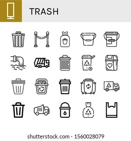 Trash Icon Set. Collection Of Paper Lamp, Trash, Separator, Rubbish, Bucket, Waste, Garbage Truck, Delete, Recycle Bin, Bin, Trash Bin, Garbage Garbage, Water Bucket Icons