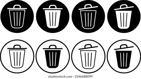 Conjunto de iconos de papelera. signo de Borrar. Símbolo de icono de papelera. Iconos de la basura
